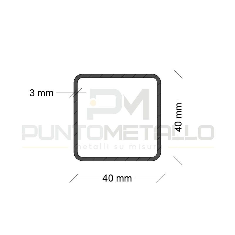Tubo Quadrato Acciaio B&amp;T - 50x50x3mm, Lunghezza 1000mm | ST37 Nero Per Costruzioni Metalliche